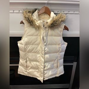 Women’s, Vest, Talbots, size M, detachable hood, Cream, broken zipper works(pic)